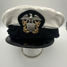  Vintage Wolf-Brown US Navy Officer Combination Cap - Stratosphere Weight  picture