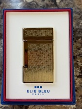 Elie Bleu J-14, Gold EB Square Logo Jet Flame Lighter, EBJ1444, New In Box picture