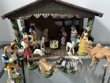 Vintage Italian Nativity Set Christmas Scene Stable Figures Made Italy picture
