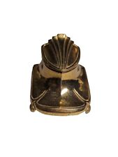 Vintage Antique 19C Art Deco Brass With Milk Glass Insert Inkwell Desk Accessory picture