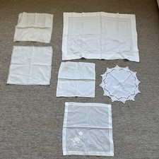 Beautiful Antique Tray Cloth & Doilies Embroidered Lace Square Circle Rectangle picture