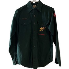 Vintage BSA Boy Scouts of America Explorer Shirt Green Vice President Patch picture