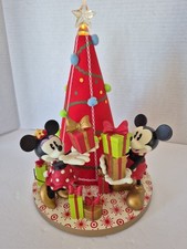 Disney Classic Lighted Red Christmas Holiday Tree Mickey Minnie Gifts Poms HTF picture