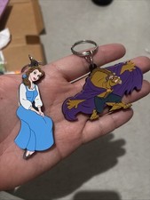 Vintage BELLE/BEAST Applause Disney Beauty and the Beast Keychain Key Ring Chain picture
