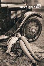 1920s Flapper Woman π Vintage Car - 4x6 Photo - Art Deco Era picture