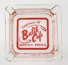 Vintage Glass Marketing Ashtray / Bulik Cafe / Barnesville Minnesota MN picture