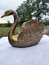 VTG Solid Brass Swan Heavy 3.5 lbs Mid Century Hollywood Regency picture