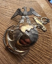 Pattern 1912 USMC EGA Officer Dress Cap Device 1/30 Gold On Sterling RARE picture