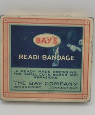 Vintage 1920's Bay's Readi Bandage Hinged Tin Can Collectible WWI RARE Tin picture