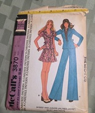 Vintage 1970s McCall’s 3870 Pattern Jacket Skirt Bell Bottom Pants Size 32 CUT picture