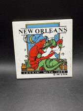 Vtg 1985 New Orleans Cookin With Jazz Tile Trivet Alligator Crawfish UGN picture