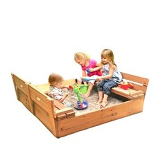 Wooden Sandbox with Lid & Benches - Outdoor Kids Playset 46.5 x 46.5 x 9.5 picture