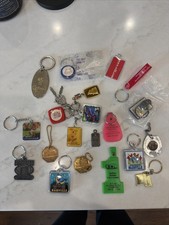 Lot 21 VTG Keychains Advertising Travel Souvenir Queen Elizabeth Baseball USA picture