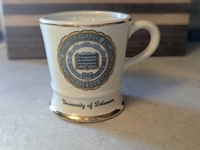 Vtg University of Delaware Ceramic mug Gilt Gold Accents USA picture