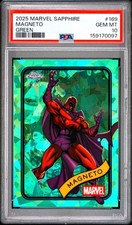 2025 Topps Chrome Marvel Sapphire Magneto Green Parallel /99 #169 PSA 10 picture