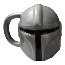 Star Wars Mandalorian Helmet Coffee Mug Figural Ceramic Cup Silver Gray picture