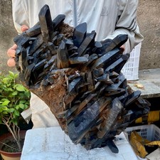 57LB Tea black Crystal quartz Cluster Mineral Specimen Healing reiki picture