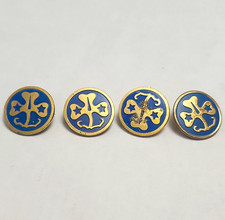 Girl Scouts & Girl Guides Blue & Gold Trefoil Pins, Set of 4 picture