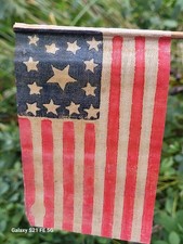 Antique Old US Early 13 Star Medallion Parade Flag Civil War Centennial 1876 19c picture
