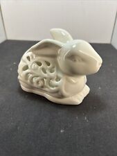 UNIQUE FARMHOUSE WHITE 2012 YANKEE CANDLE BUNNY CANDLE HOLDER EASTER DECOR 5.5” picture
