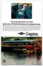 Vintage Original 1968 Chevy Caprice Car Print Ad (7in x 10in) Advertisement picture