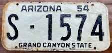 SOLID RUSTIC 1954 1955 GRAHAM COUNTY, ARIZONA LICENSE PLATE S 1574 NOT MVD CLEAR picture