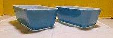 Vintage Mid-Century Pyrex Blue 502 Refrigerator Dishes – 1.5 Pint Pair (No Lids) picture