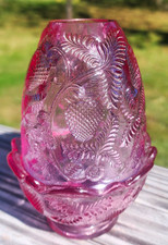 Vintage RARE Fenton fairy lamp in Inverted Strawberry pattern, Dusty Rose/pink picture
