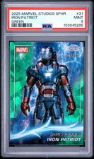Topps 2025 Marvel Studios SPHR Iron Patriot Green #31 PSA 9 03/99 picture