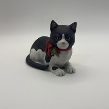 Vintage 1983 Schmid Gordon Fraser Christmas Tuxedo Cat Figurine Porcelain Bow4in picture