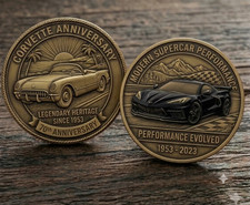 Corvette 70th Anniversary Challenge Coin Black C8 1953-2023 Bronze Souvenir Gift picture