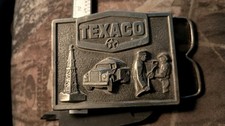 VTG TEXACO Belt Buckle Gas Oil Rig Truck Attendant 2 Men RARE 3