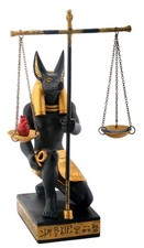 SUMMIT COLLECTION Black and Gold Anubis Scales of Justice Egyptian Statuette picture