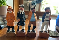 4 Vintage Hand Carved Wooden Figures - 8
