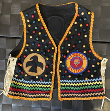Vtg YMCA Father Son Navajo Indian Guide Vest~Beaded~Rickrack~Patches~Child Sz picture