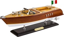 SAILINGSTORY Wooden Speedboat Model Riva Aquarama Runabout Boat Yacht Decor picture