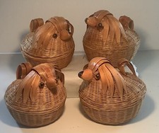 Napkin Wicker Bird Table Baskets Napkin Dining VTG Bird Ratan picture