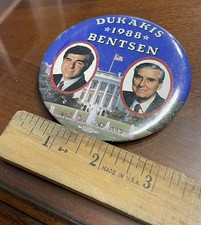 VINTAGE 1988 Dukakis / Bentsen campaign button picture