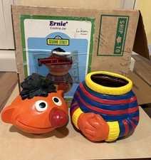 VTG Sesame Street ERNIE Ceramic Cookie Jar Jim Henson Muppets Inc 973 NIB picture