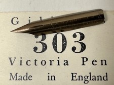 Vintage GILLOTT'S 303 Victoria Pen Groove-Stamped Ex Fine Flexy Dip Nib picture