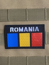 Romania IR Reflective National Flag Tactical Patch Hook Loop Black Color picture