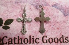 1 inch Silver Tone Oxidized Italian Crucifix picture