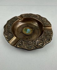 Vintage Wisconsin Badger State Ashtray Metal Made In USA Ornate 6” Souvenir picture