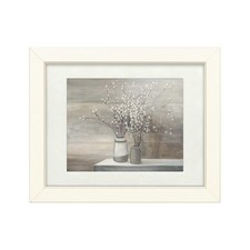 Trademark Fine Art Julia Purinton Pussy Willow Still Life Gray Pots Framed Wall picture