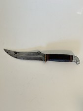 Vintage Western L39 Boulder CO USA Fixed Blade Hunting Knife Stacked Leather {AH picture
