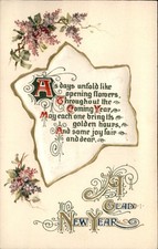 New Year's Floral New Year Greeting Floral Embossed c1910s-20s Vintage Postcard picture