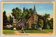 c1940s Little Church of the Flowers Glendale California Linen Postcard picture
