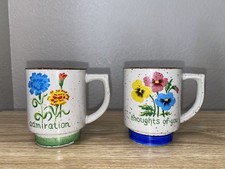 RARE VTG 1980 Taylor & Ng Flower Stoneware Mugs - Set Of 2-Japan MCM picture