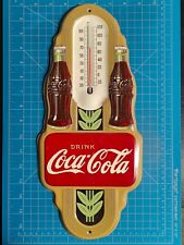 Coca Cola Double Coke Glass Bottle Thermometer Metal Sign Stout Sign Co. 18