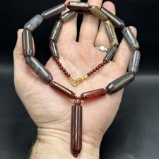 Beautiful Antique gray Agate African Trade Red Agate Beads Necklace picture